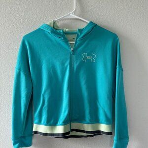 EUC Girl’s Under Armour Cropped Zip Up Hoodie Sz M with matching sports bra YSM